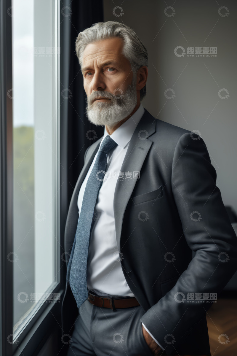 高清大图下载【趣麦麦图】西装男士窗边站立肖像