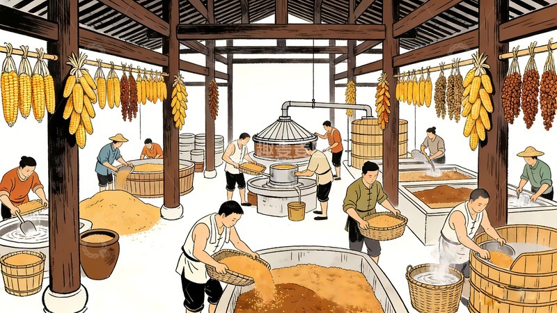 高清大图下载【趣麦麦图】古人酿酒作坊