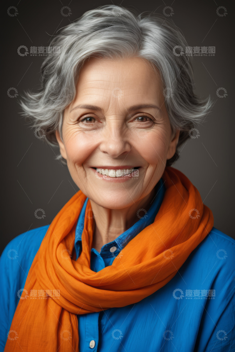 高清大图下载【趣麦麦图】微笑老年女性肖像