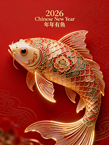 2026新年金鱼装饰画