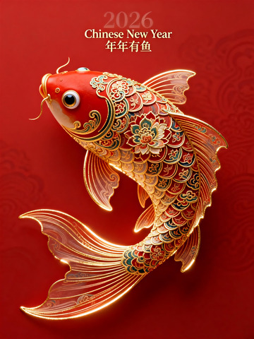 金鲤迎春新年装饰图案