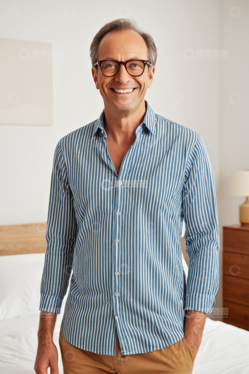 高清大图下载【趣麦麦图】微笑男士居家半身肖像