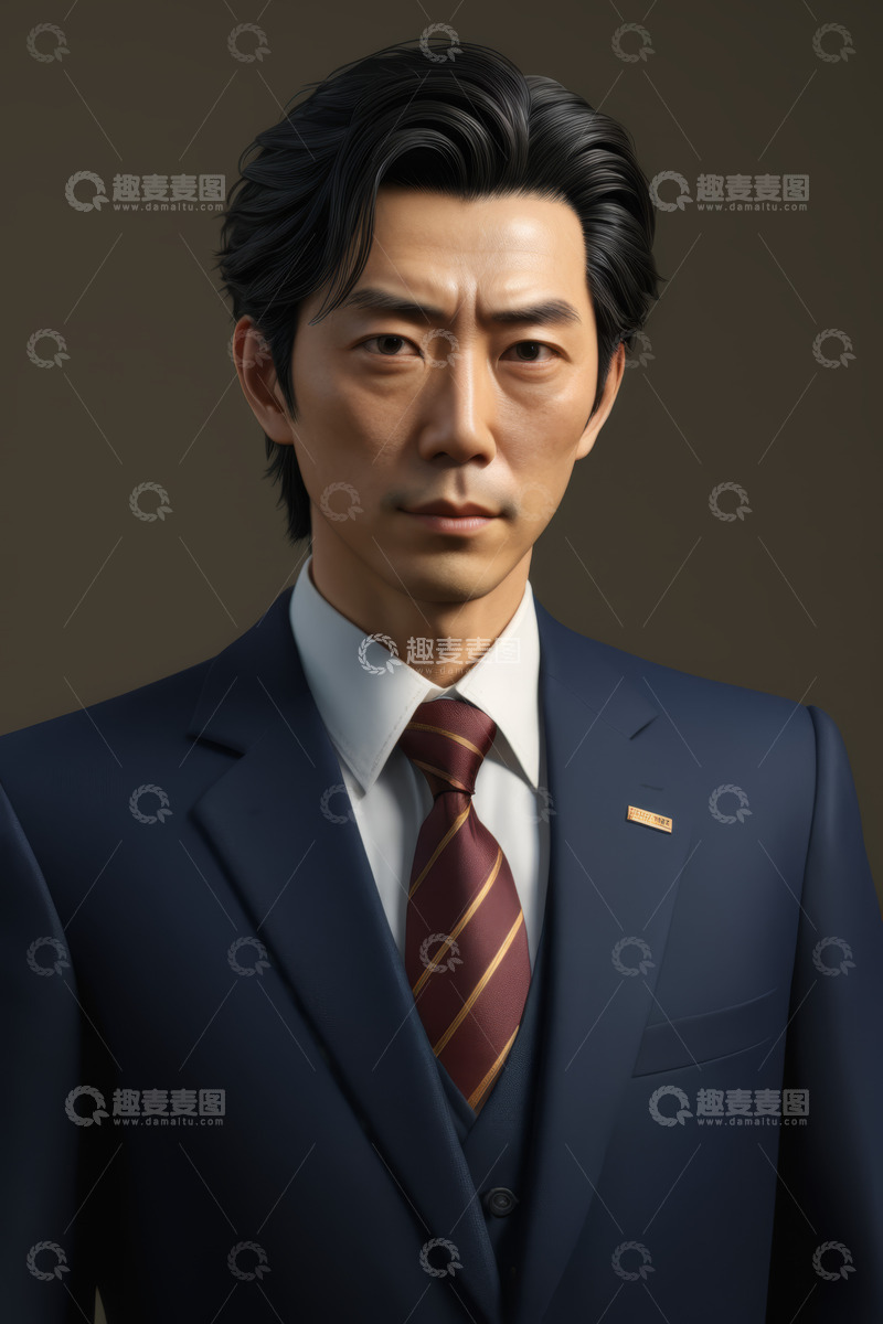 高清大图下载【趣麦麦图】身着西装的亚洲男性肖像