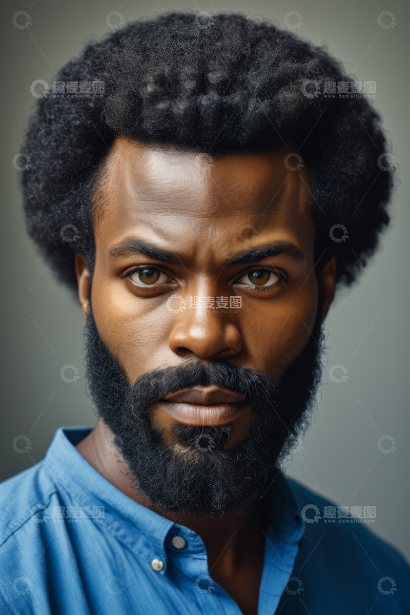 高清大图下载【趣麦麦图】非洲裔男子面部特写