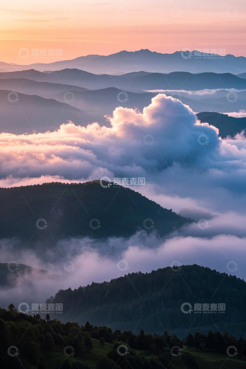 高清大图下载【趣麦麦图】山间云海日出自然风光