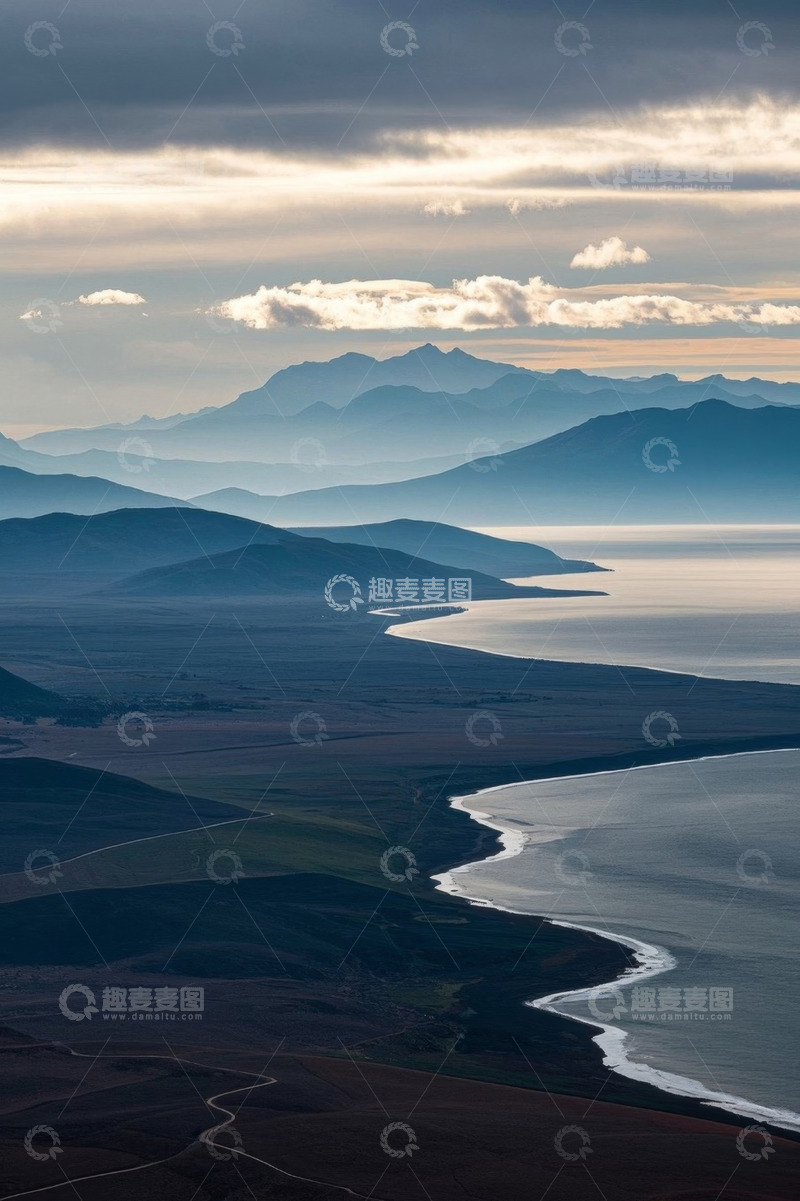 高清大图下载【趣麦麦图】山海相接自然风光俯瞰图