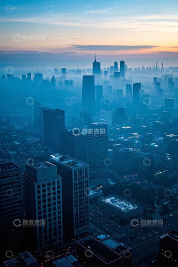 城市高楼日出远景