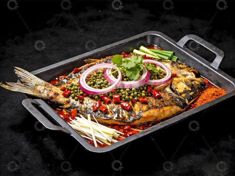 高清大图下载【趣麦麦图】一盘美味的烤鱼图