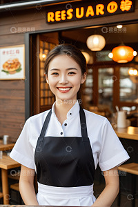 餐厅女服务员微笑待客形象