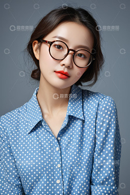 戴眼镜女性半身肖像
