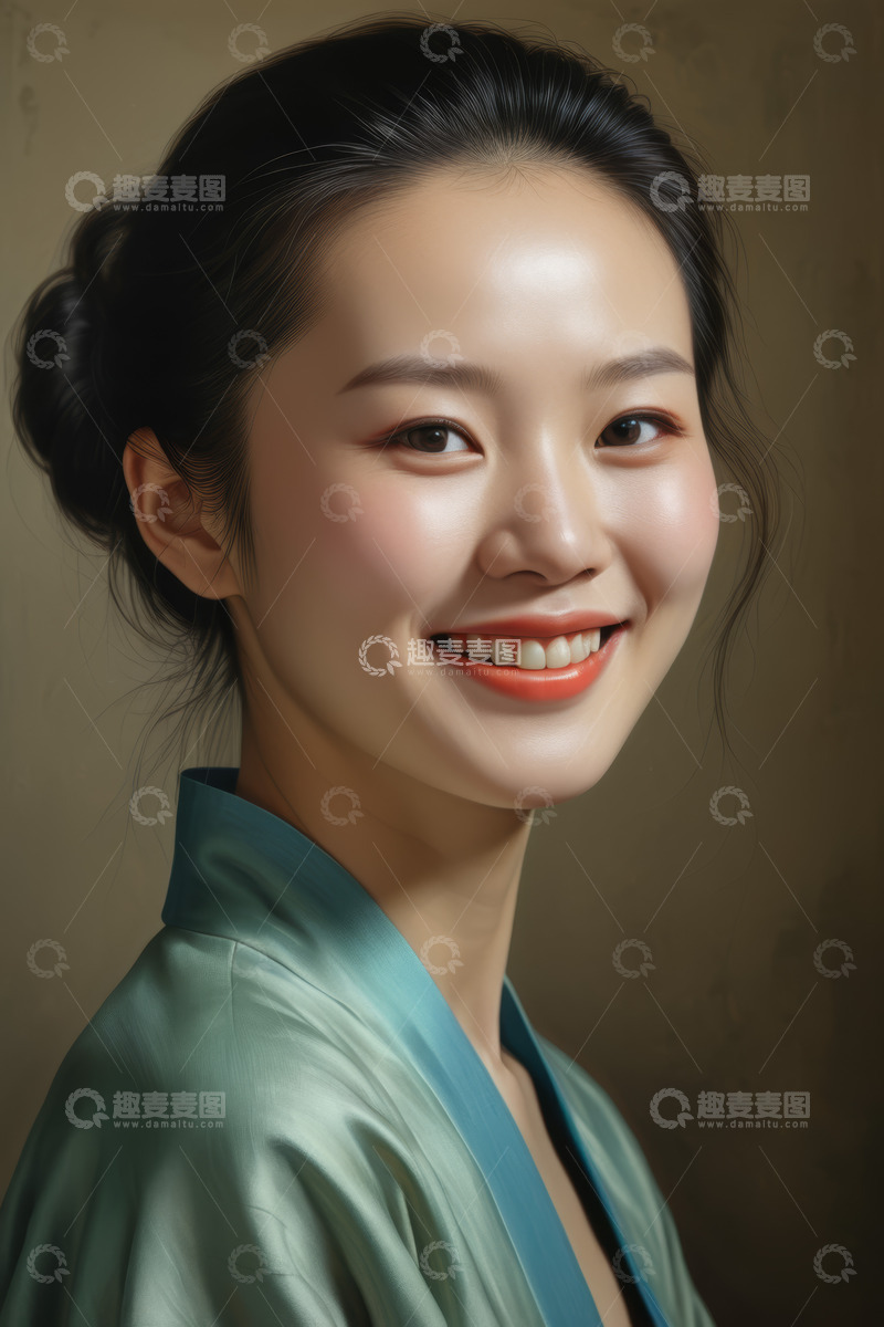 高清大图下载【趣麦麦图】微笑的东方女性肖像