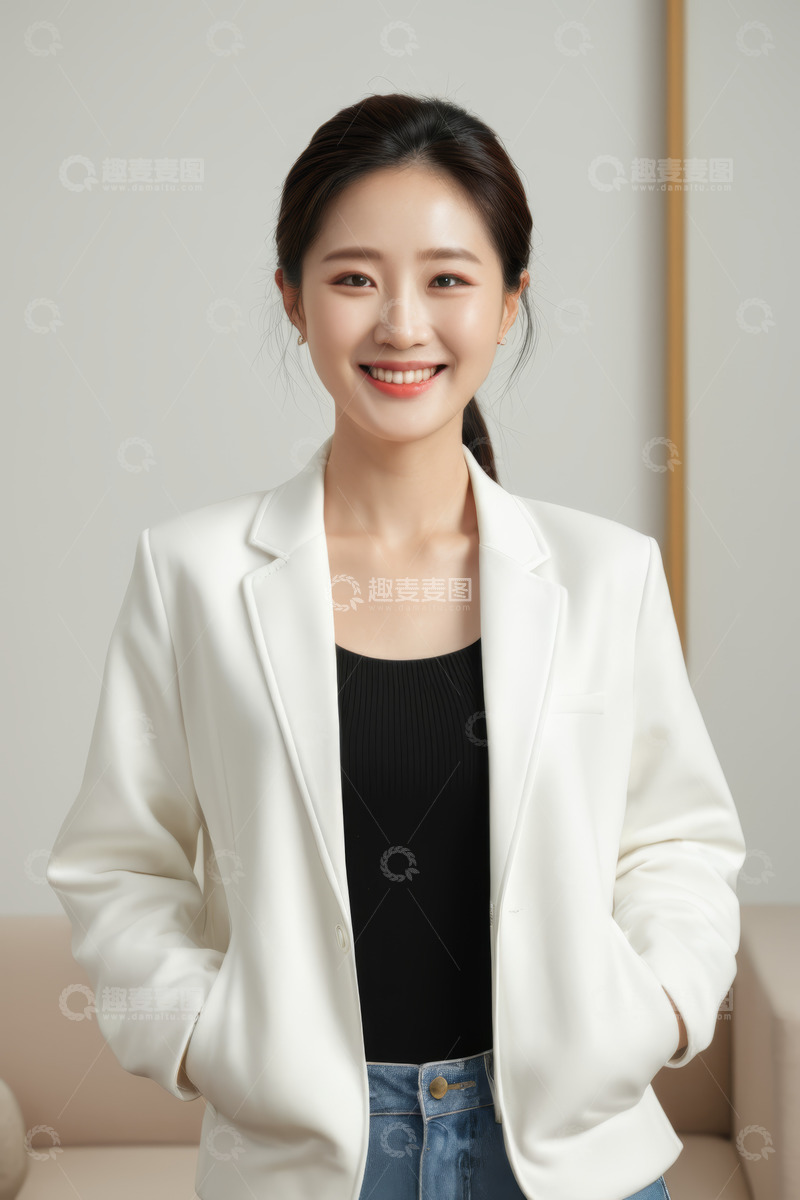 高清大图下载【趣麦麦图】微笑亚洲女性半身肖像素材