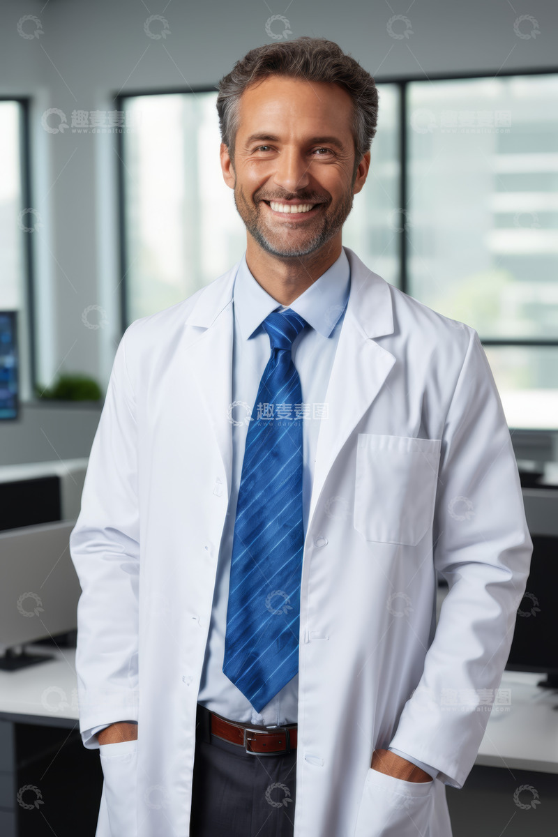 高清大图下载【趣麦麦图】身着白大褂微笑的男医生