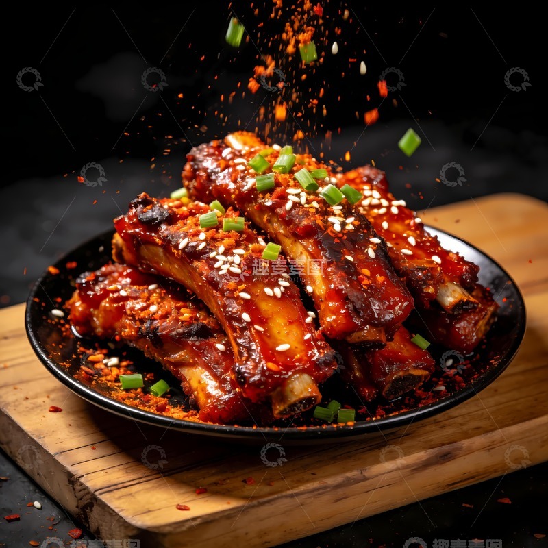 高清大图下载【趣麦麦图】烤排骨碳烤牛排