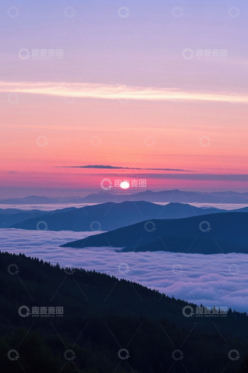 高清大图下载【趣麦麦图】山间云海日出景观