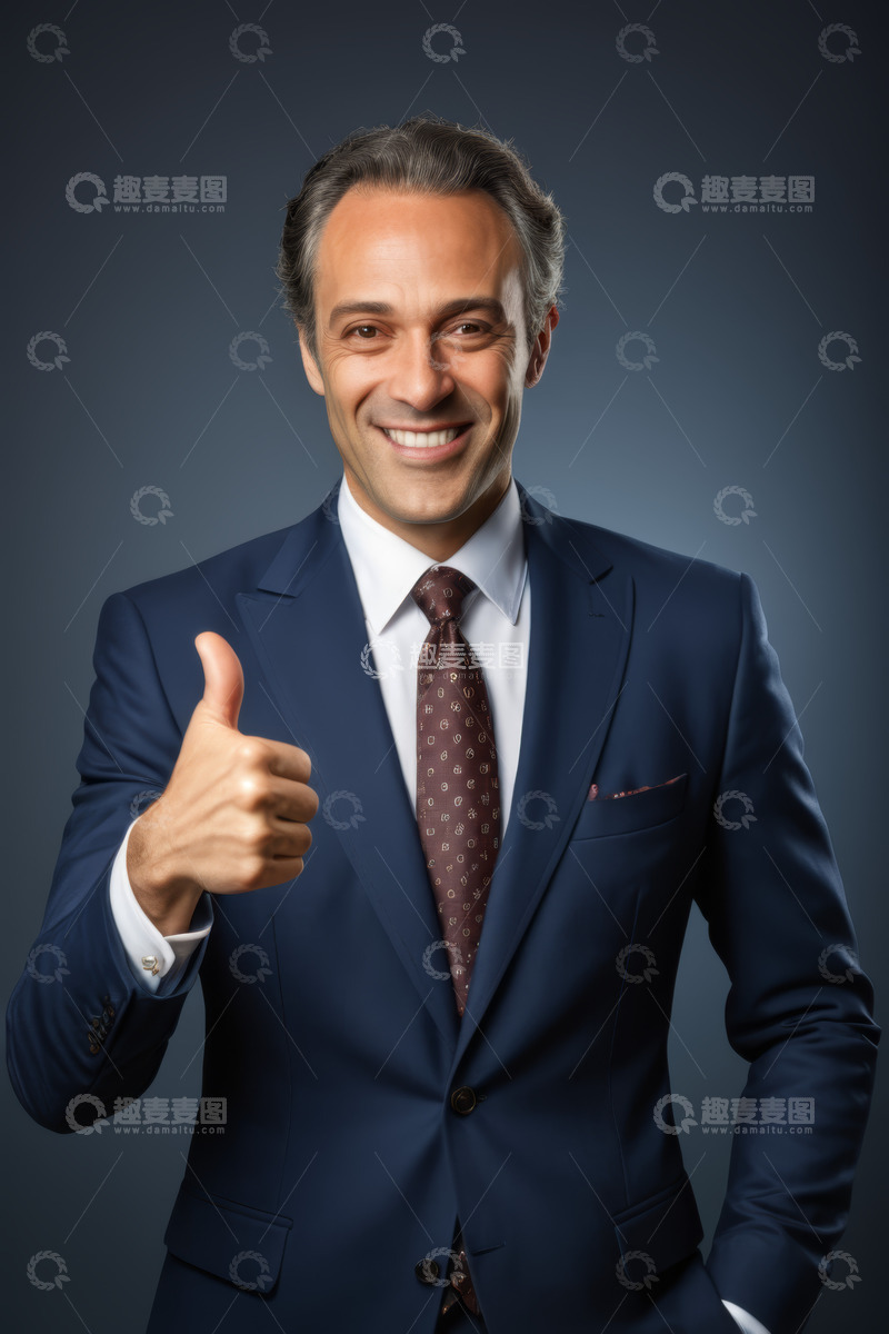 高清大图下载【趣麦麦图】西装男士竖大拇指肖像