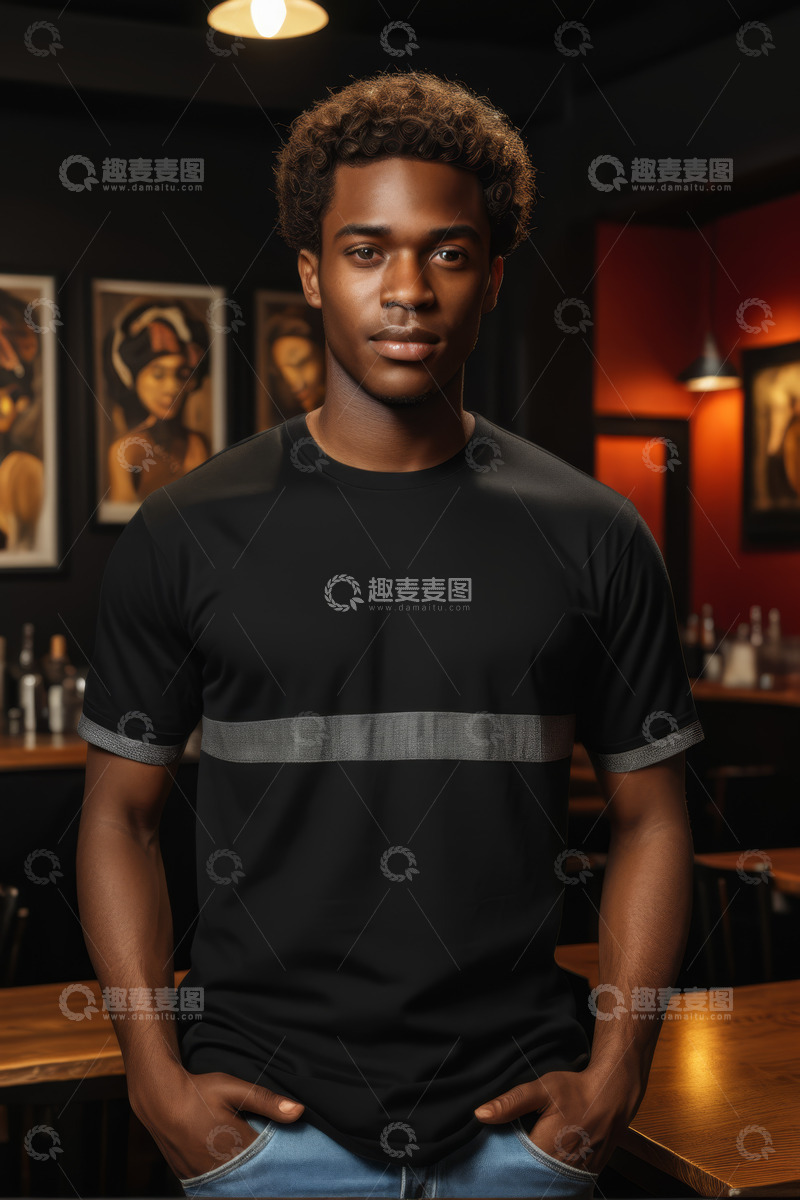 高清大图下载【趣麦麦图】非洲裔男子室内休闲形象
