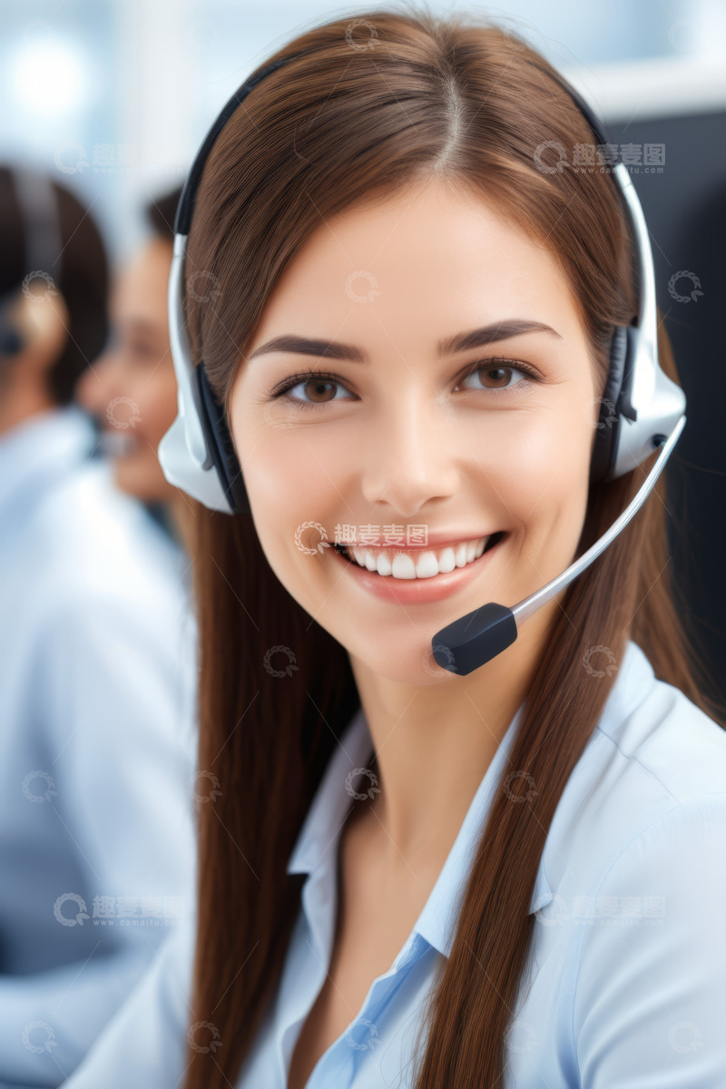 高清大图下载【趣麦麦图】客服人员面带微笑工作特写