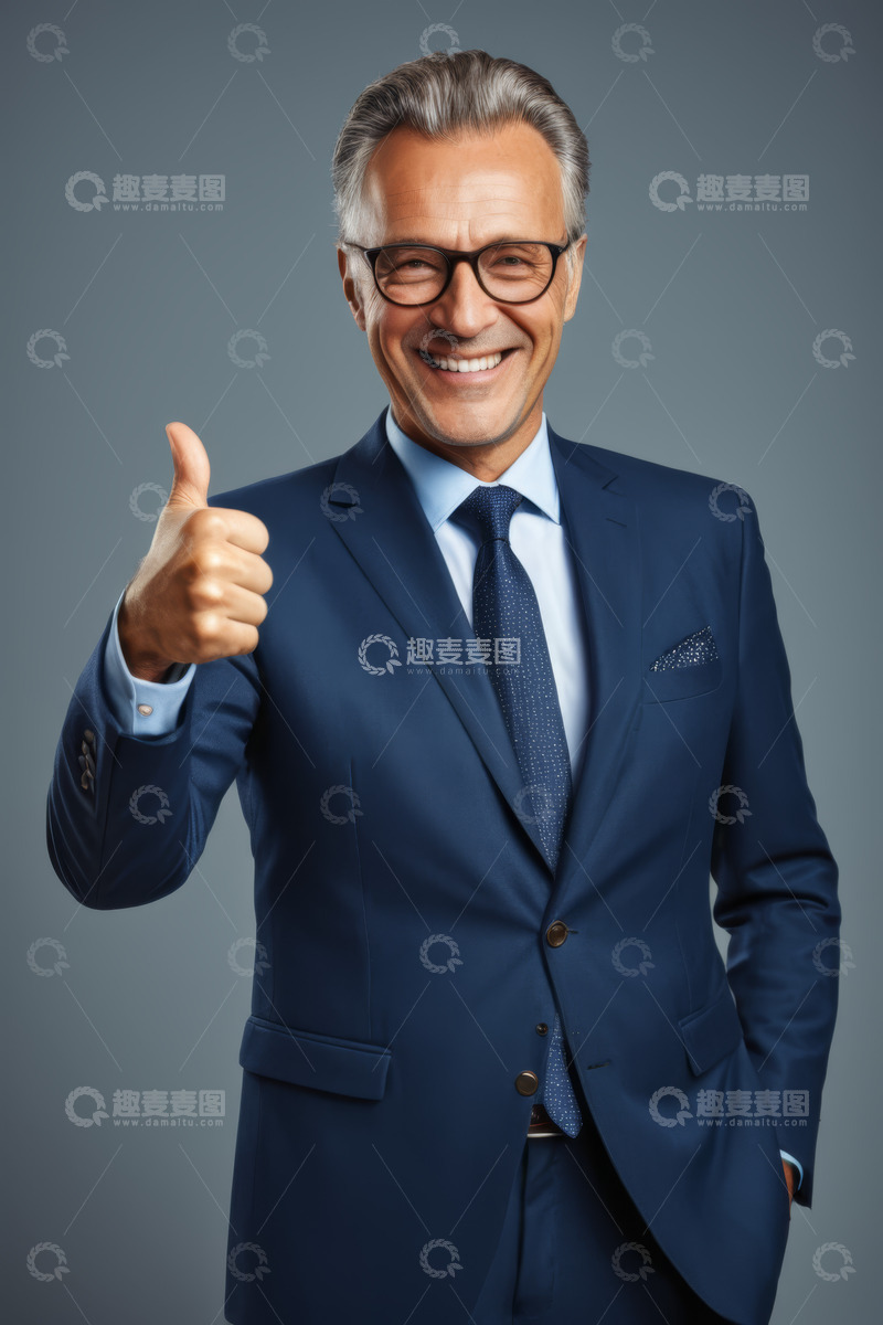 高清大图下载【趣麦麦图】西装男士竖大拇指