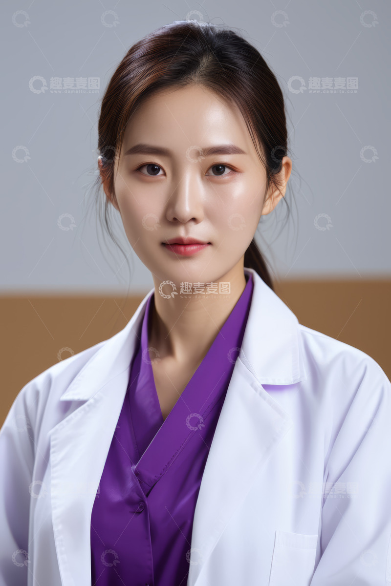 高清大图下载【趣麦麦图】身穿白大褂的年轻女医生
