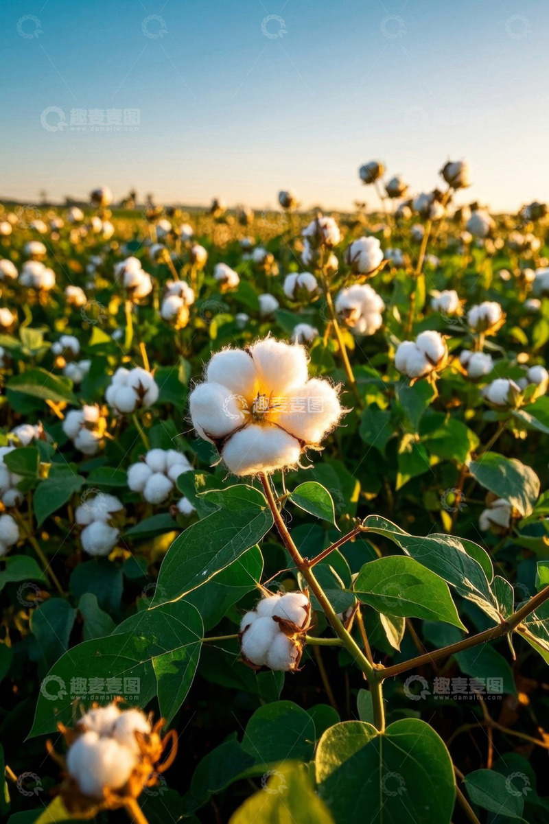 高清大图下载【趣麦麦图】棉花田中的棉花特写