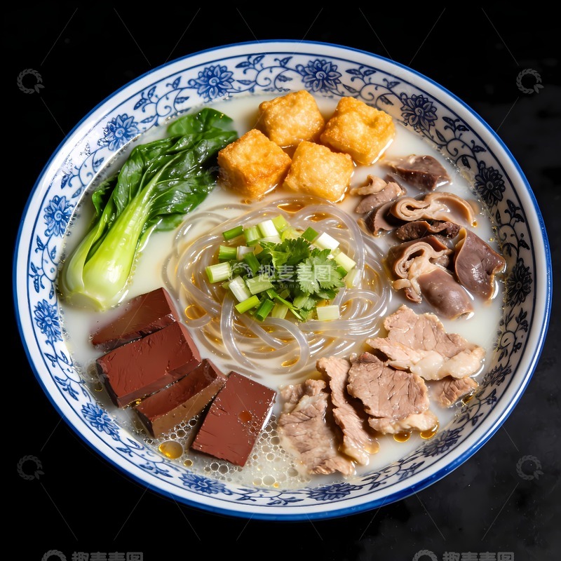 高清大图下载【趣麦麦图】一碗鸭血粉丝汤