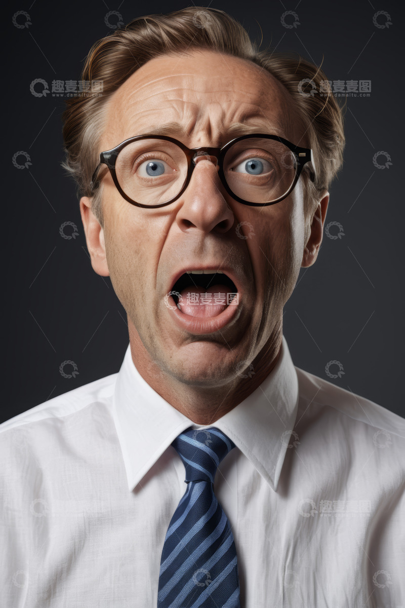 高清大图下载【趣麦麦图】表情震惊的商务男士肖像