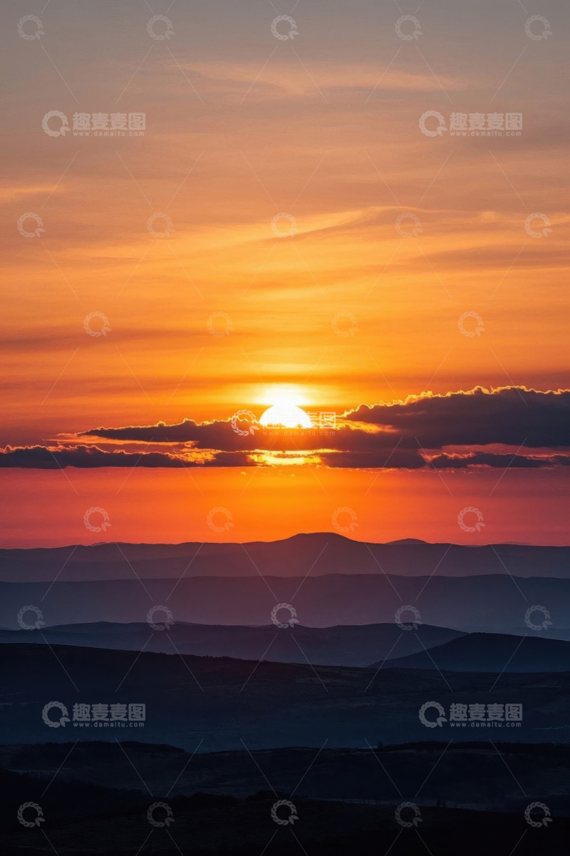 高清大图下载【趣麦麦图】山间日落美景