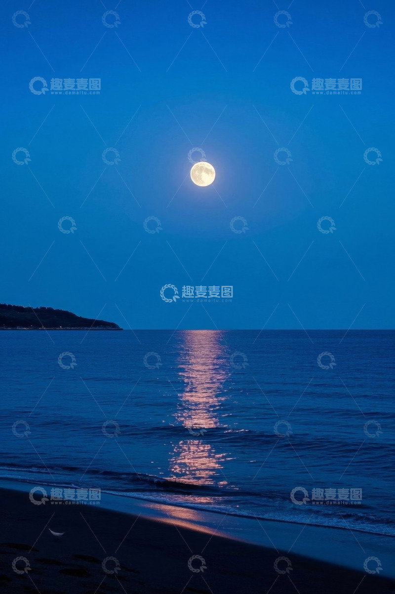 高清大图下载【趣麦麦图】海上明月夜景风光