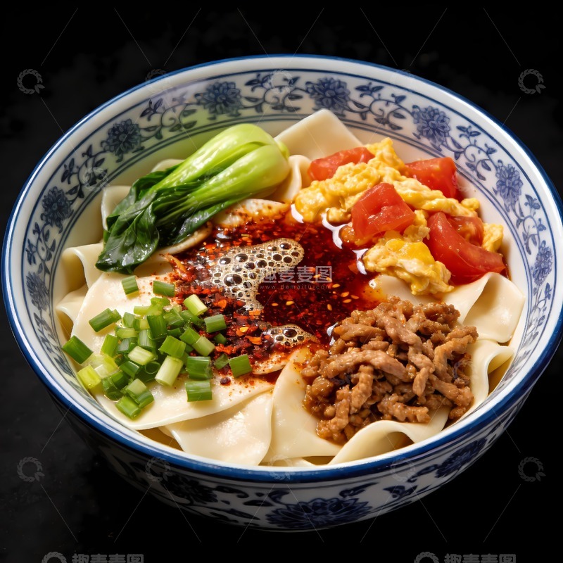 高清大图下载【趣麦麦图】一碗三合一油泼面