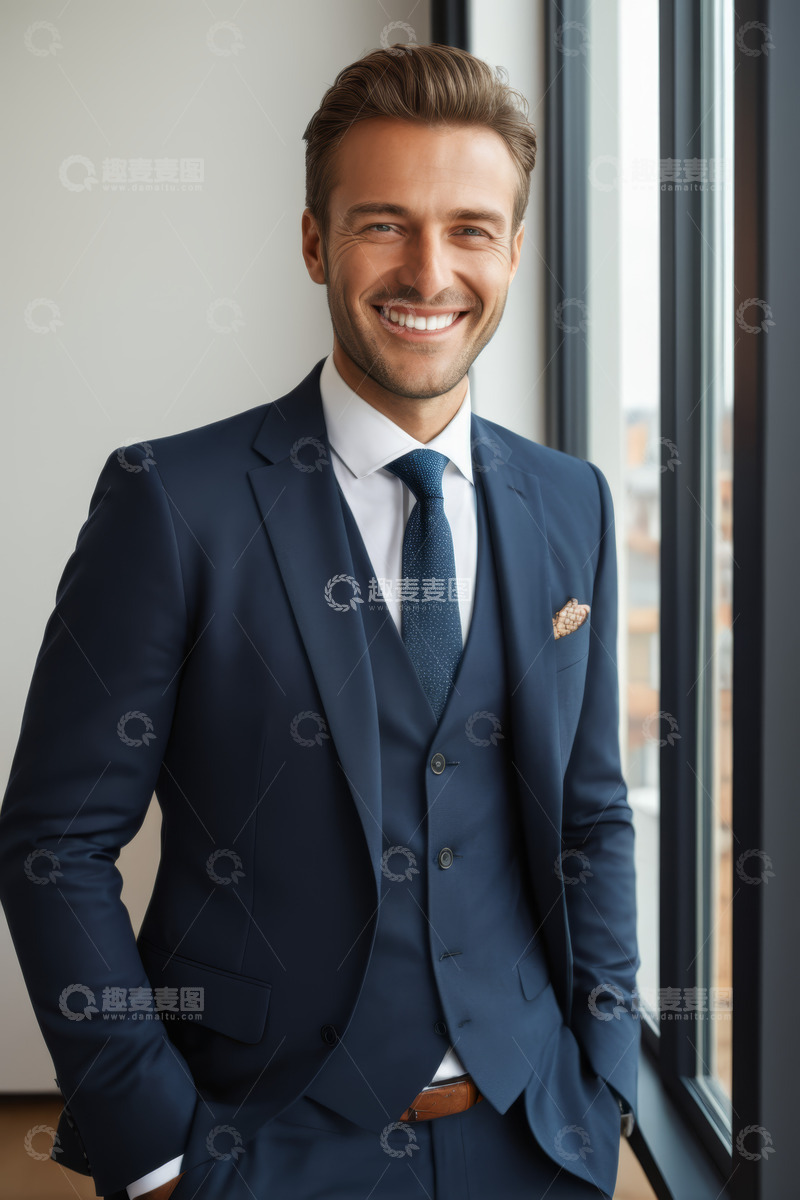 高清大图下载【趣麦麦图】穿西装微笑的商务男士