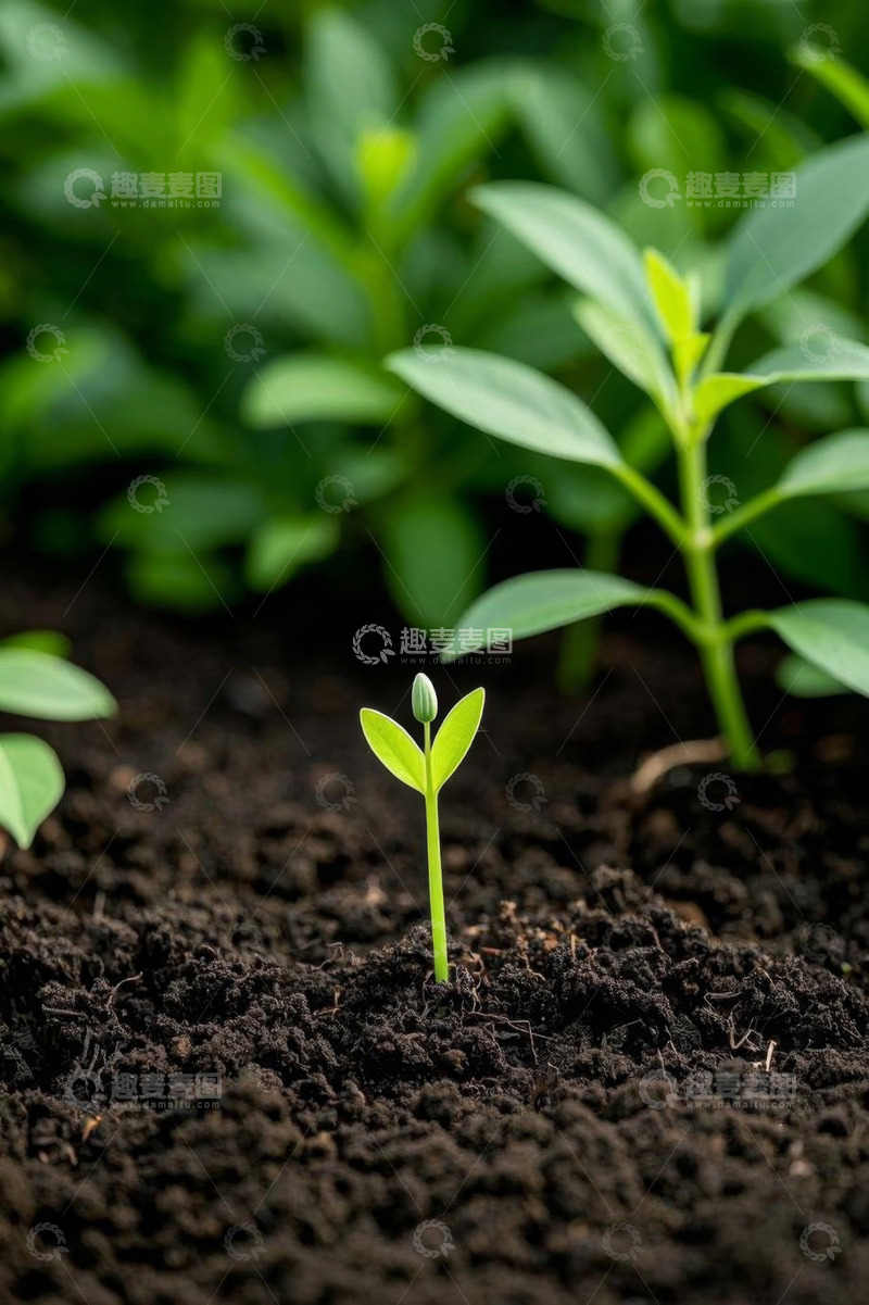 高清大图下载【趣麦麦图】破土而出的嫩绿幼苗