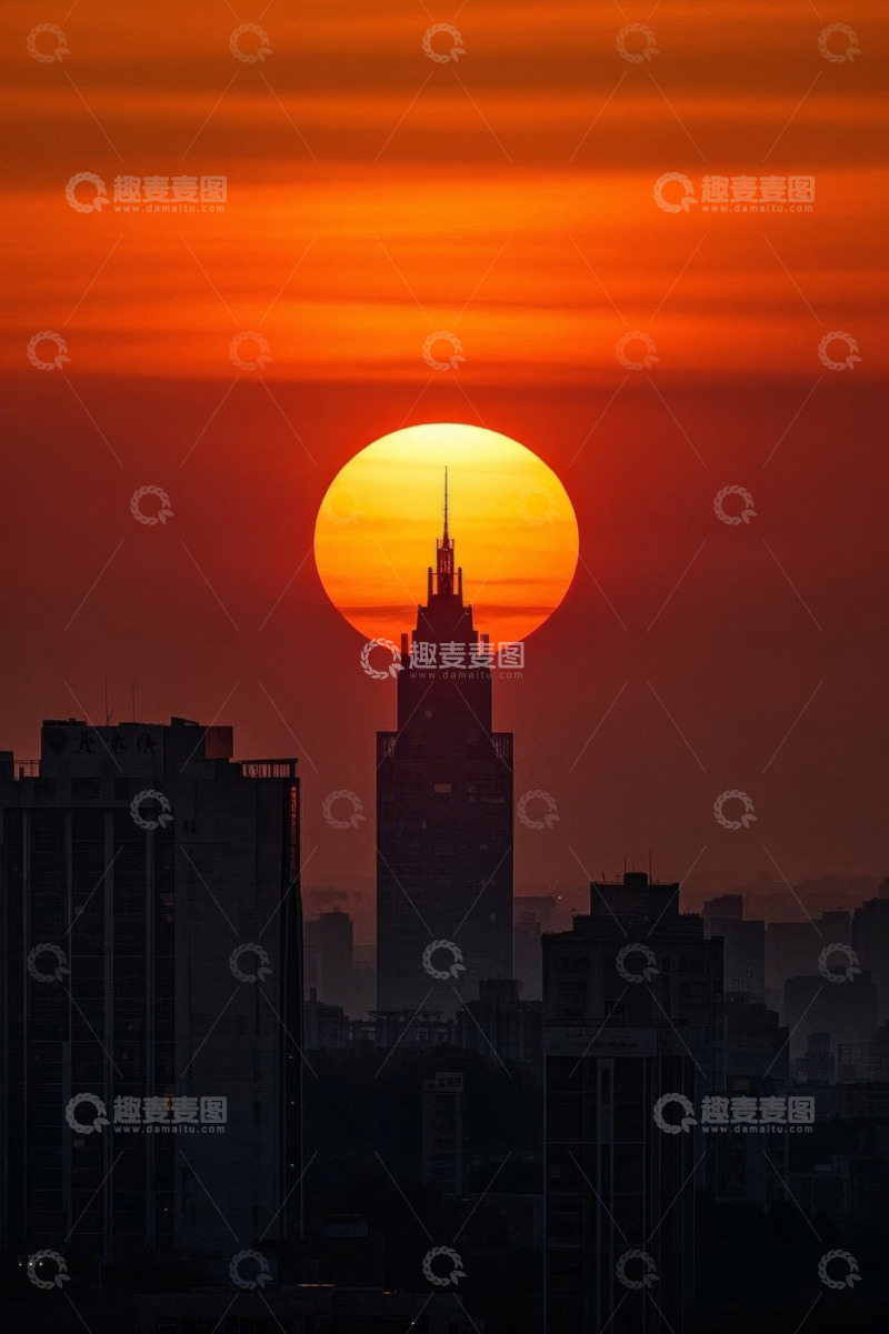 高清大图下载【趣麦麦图】城市日落高楼景观
