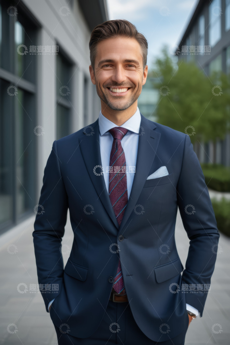 高清大图下载【趣麦麦图】户外穿西装微笑的商务男士
