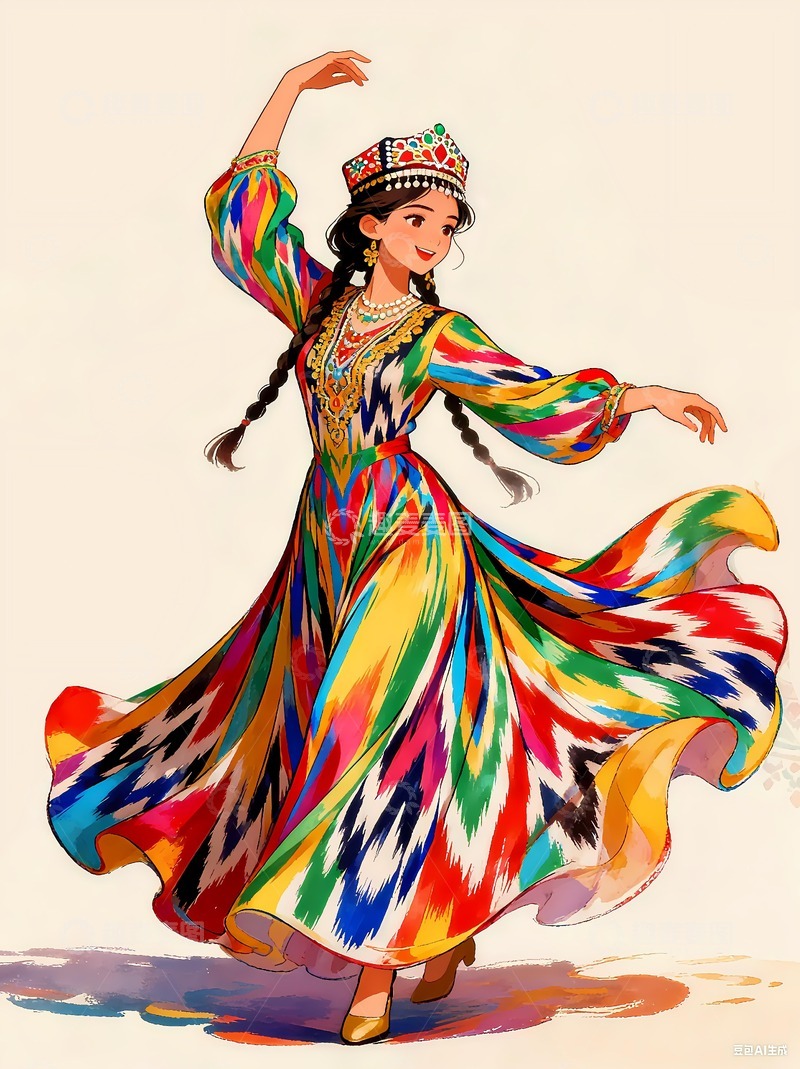 高清大图下载【趣麦麦图】一个跳舞的新疆姑娘