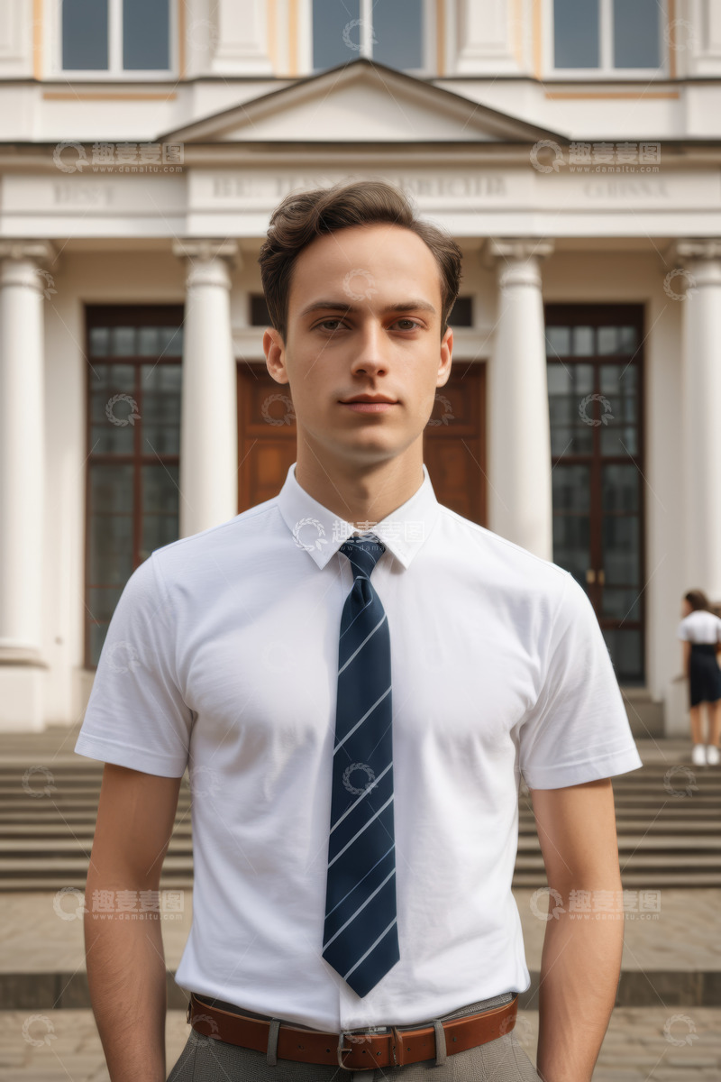 高清大图下载【趣麦麦图】穿衬衫打领带男士户外肖像