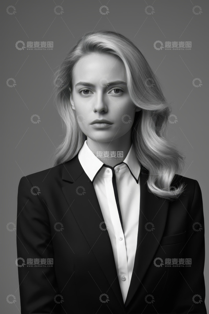 高清大图下载【趣麦麦图】穿西装的金发女子人像