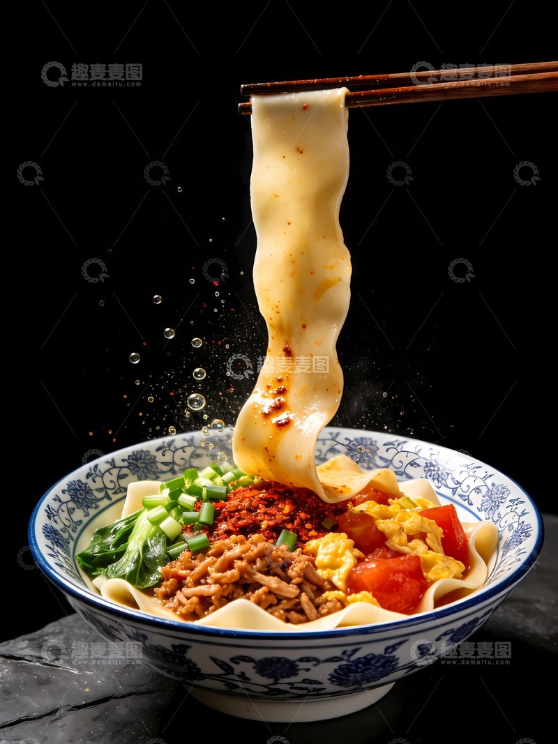 高清大图下载【趣麦麦图】筷子举起面条油泼面