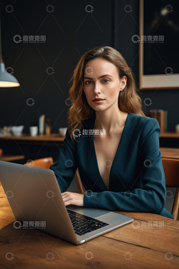 办公女性使用笔记本电脑