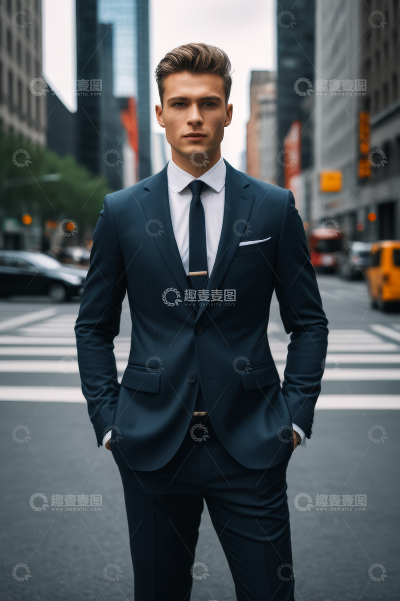 高清大图下载【趣麦麦图】都市街头身着西装的男士