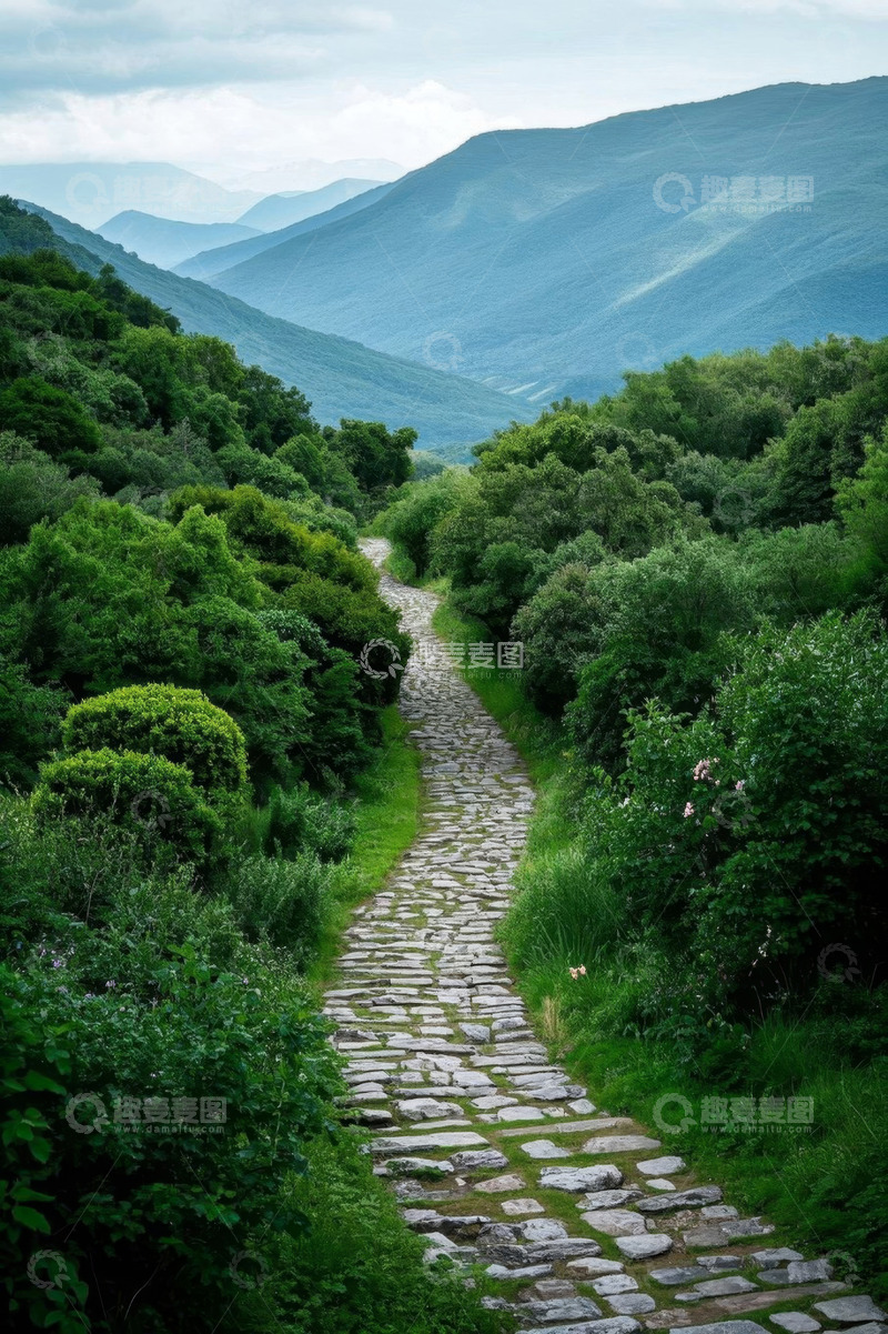 高清大图下载【趣麦麦图】山间石板小径自然风光