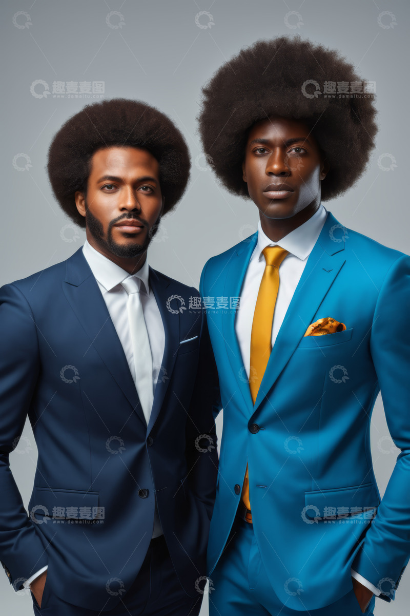 高清大图下载【趣麦麦图】两位西装革履的非洲裔男子