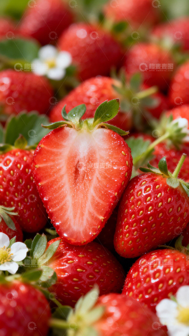 高清大图下载【趣麦麦图】新鲜草莓特写摄影图
