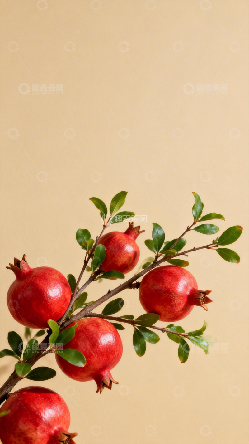 高清大图下载【趣麦麦图】石榴枝摄影图片