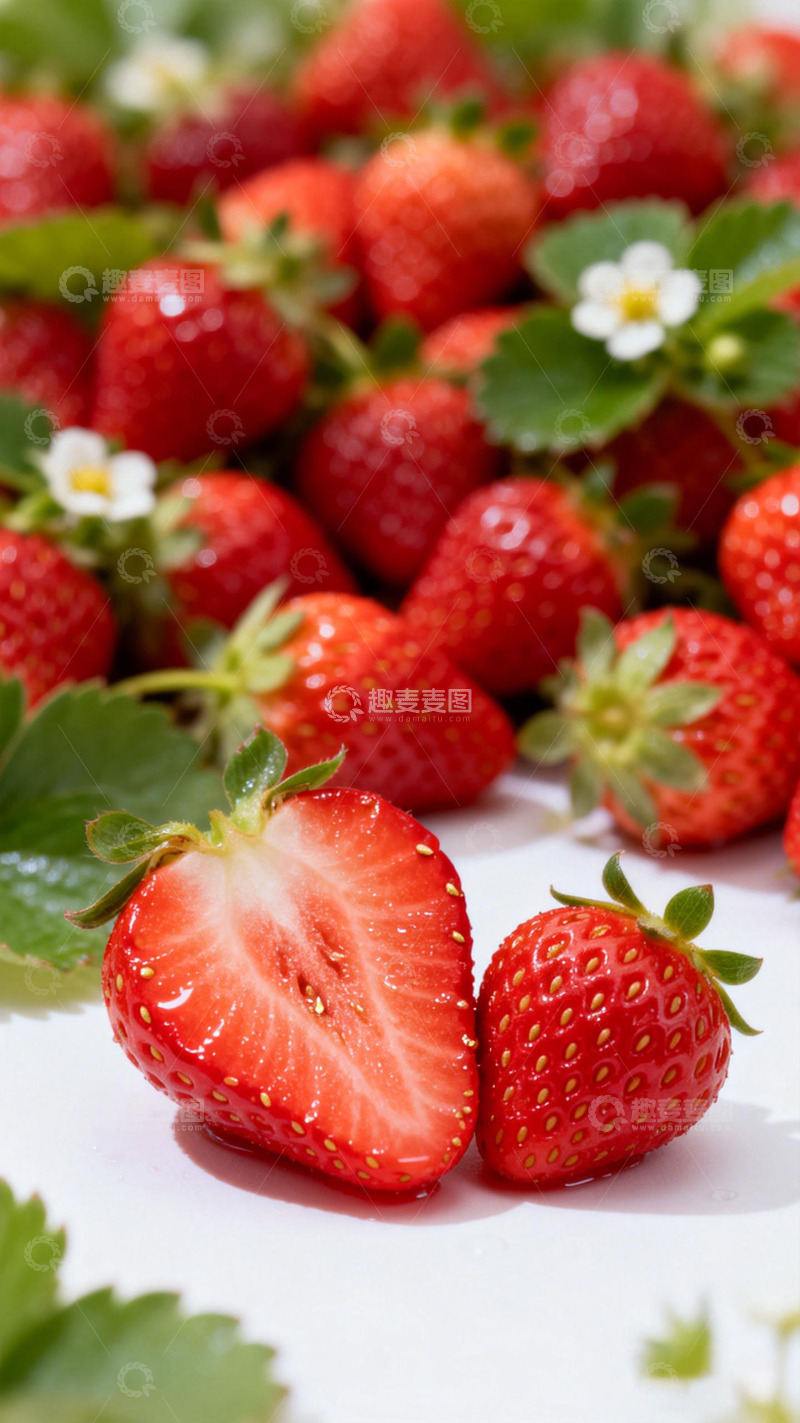 高清大图下载【趣麦麦图】新鲜草莓特写图