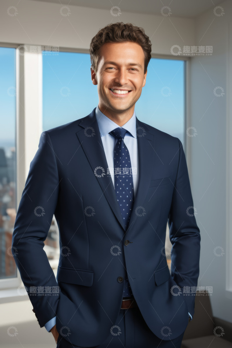 高清大图下载【趣麦麦图】身着西装微笑的商务男士