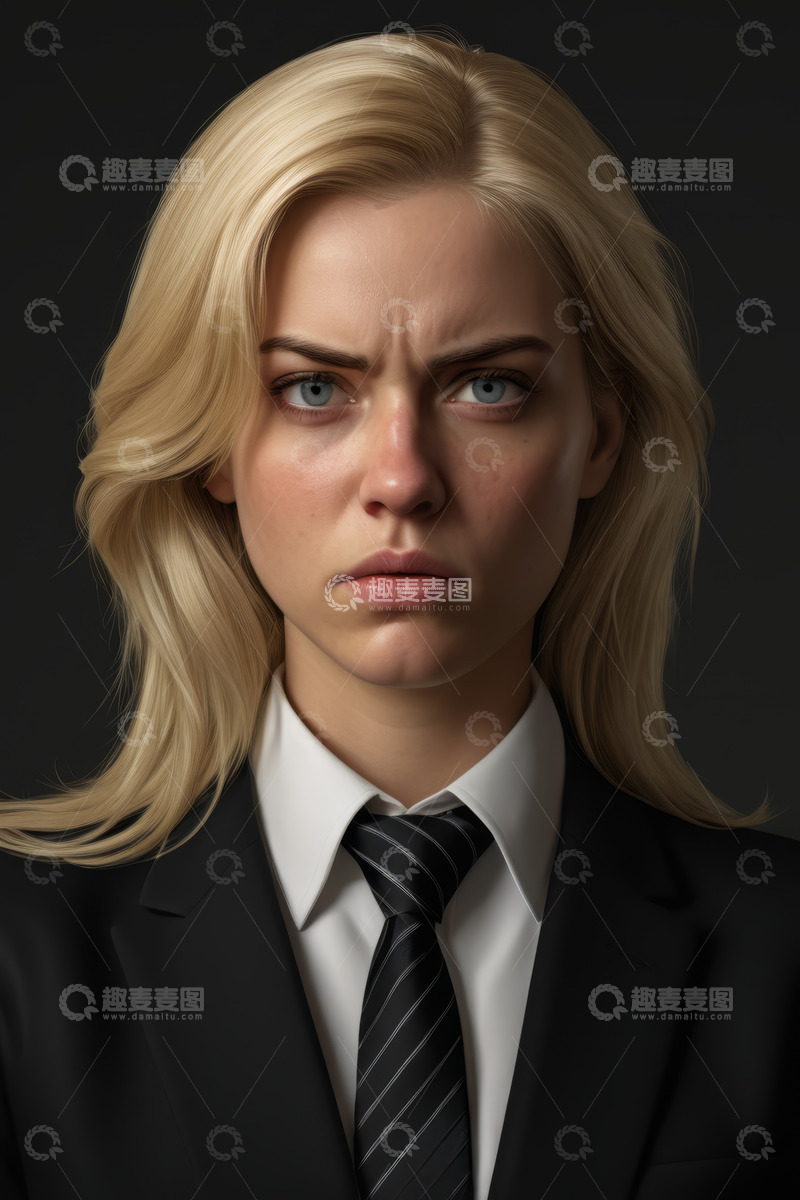 高清大图下载【趣麦麦图】职业女性严肃表情特写