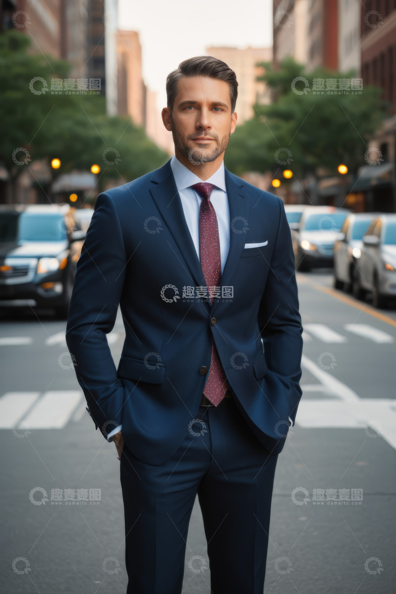 高清大图下载【趣麦麦图】城市街头身着西装的商务男士