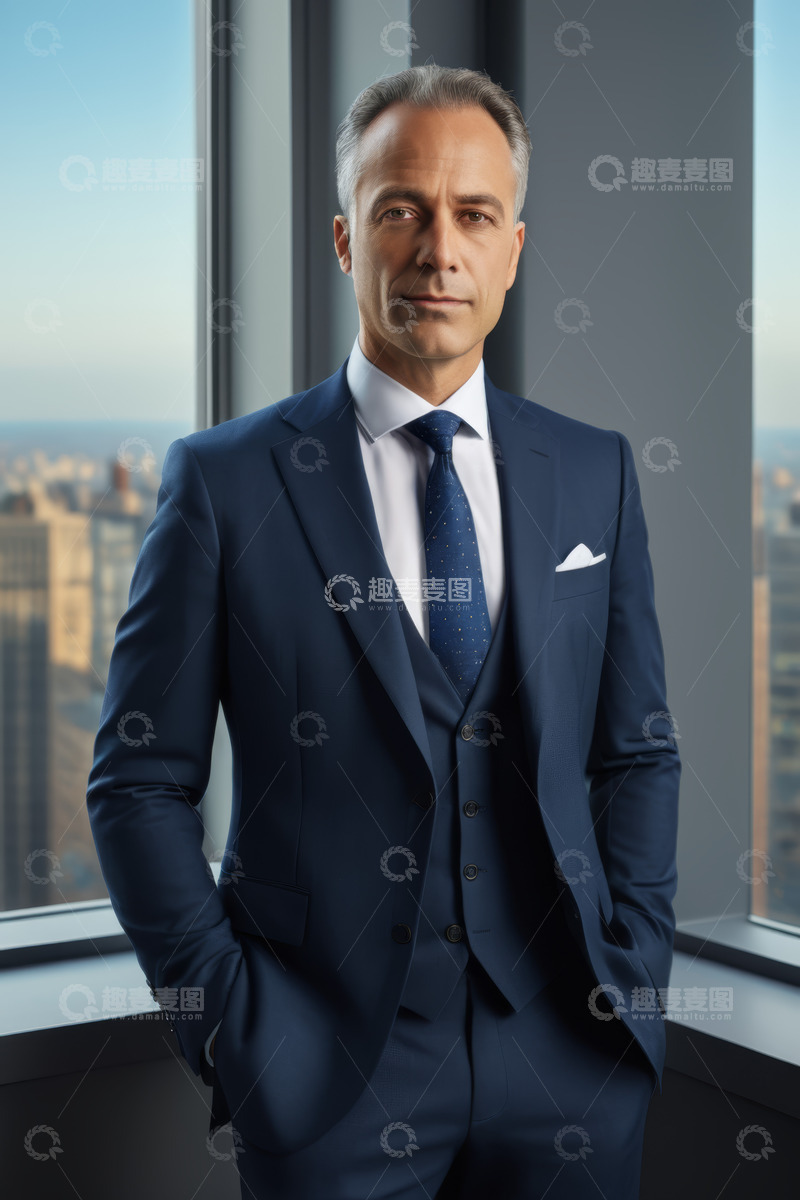 高清大图下载【趣麦麦图】身着西装的商务男士办公室肖像