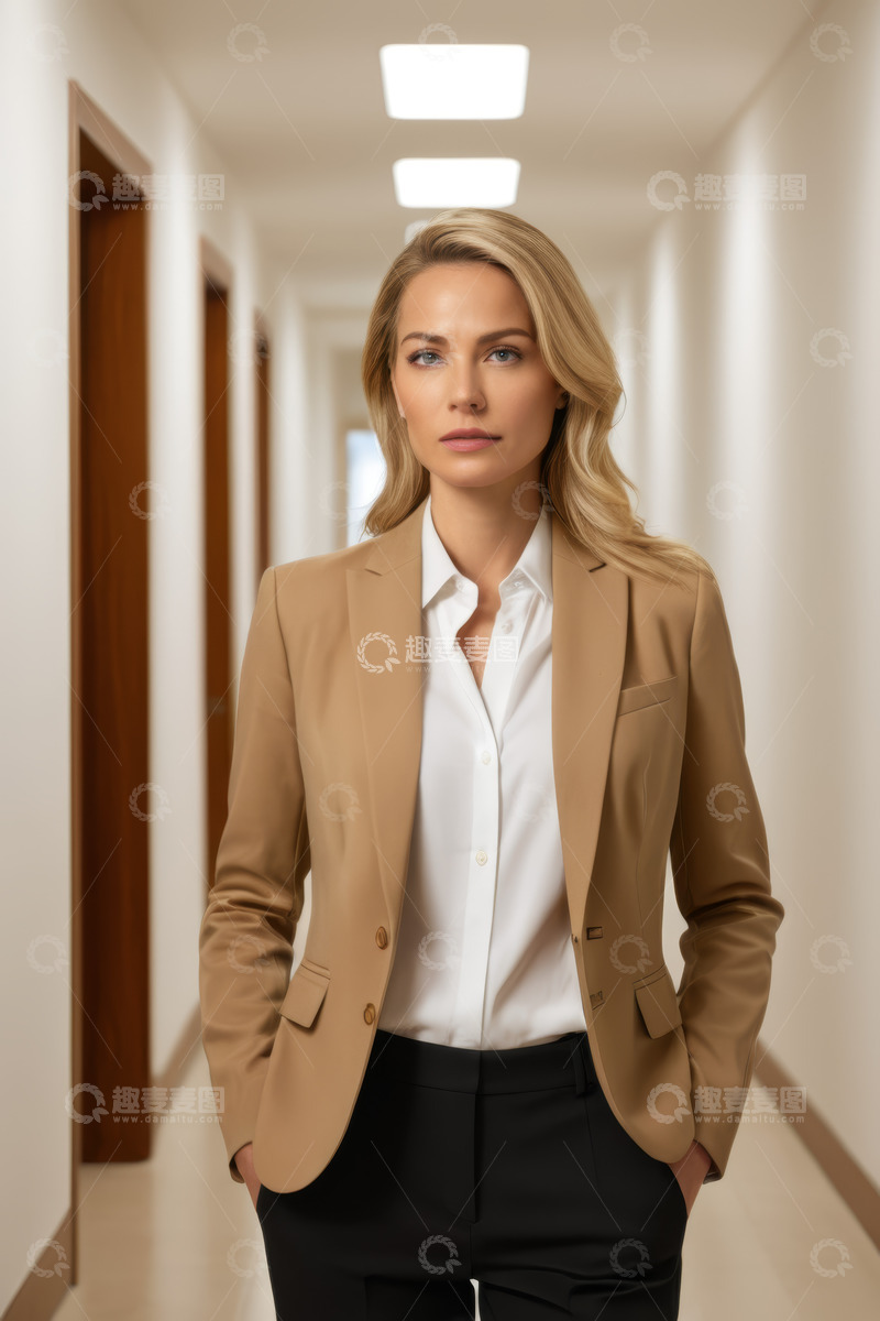 高清大图下载【趣麦麦图】走廊中的职业女性肖像